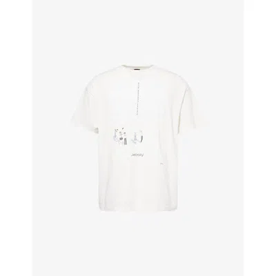 Saint Mxxxxxx Xxxxxx Mens White Evangelion Graphic-print Crewneck Cotton T-shirt