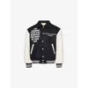 Saint Mxxxxxx Ens Black Logo-embroidered Loose-fit Wool-blend Bomber Jacket In Black