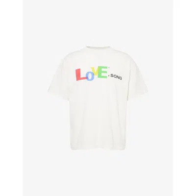 Saint Mxxxxxx Xxxxxx Mens White Text-print Crewneck Cotton T-shirt