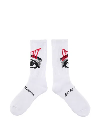 Saint Mxxxxxx Eye-motif Ribbed Socks In Multi