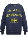 Saint Mxxxxxx Fatal Life Crew-neck Cotton Sweatshirt In Blue