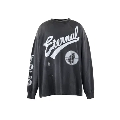 Saint Mxxxxxx Fear Of God Logo-print Cotton-jersey T-shirt In Gray