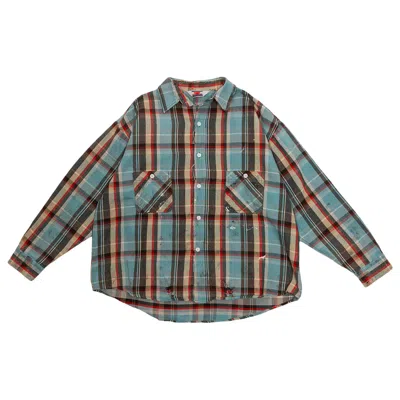 Pre-owned Saint Mxxxxxx Flannel Shirt Check 'blue' | Men's Size L