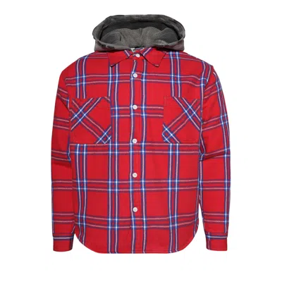 Pre-owned Saint Mxxxxxx Frannel Quilted Shirt Jacket 'red/blue' | Men's Size L
