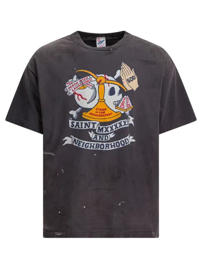 Saint Mxxxxxx Graphic Print Black T-shirt