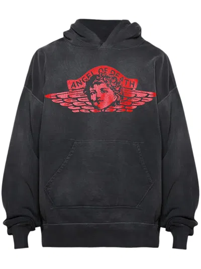 Saint Mxxxxxx Graphic-print Cotton Hoodie In Schwarz