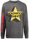 Saint Mxxxxxx Printed Distressed Cotton-jersey T-shirt In Grey