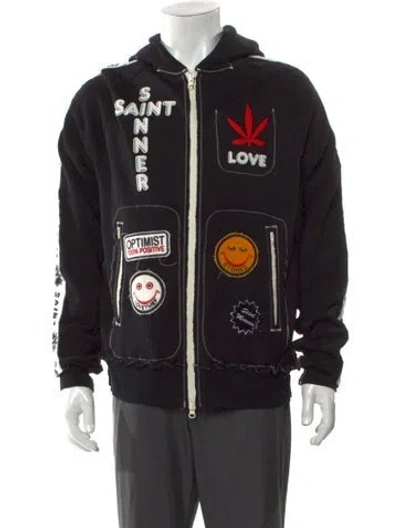 Pre-owned Saint Mxxxxxx Graphic Print Crew Neck Hoodie In Black