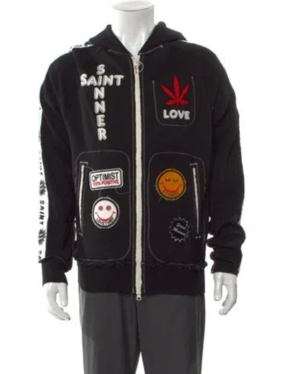 Pre-owned Saint Mxxxxxx Graphic Print Crew Neck Hoodie In Black