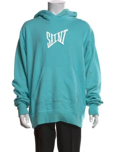 Pre-owned Saint Mxxxxxx Graphic Print Crew Neck Hoodie In Blue