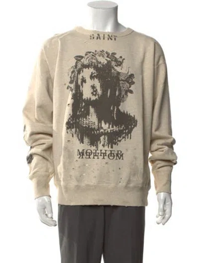 Pre-owned Saint Mxxxxxx Graphic Print Crew Neck Sweatshirt W/ Tags In Neutrals