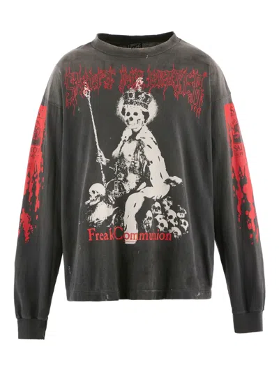 Saint Mxxxxxx Graphic-print Long-sleeve T-shirt In Gray