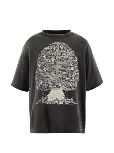 Saint Mxxxxxx Graphic-print Distressed T-shirt In Gray