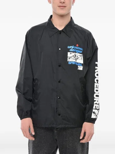 Saint Mxxxxxx Graphic-print Logo-print Jacket In Black