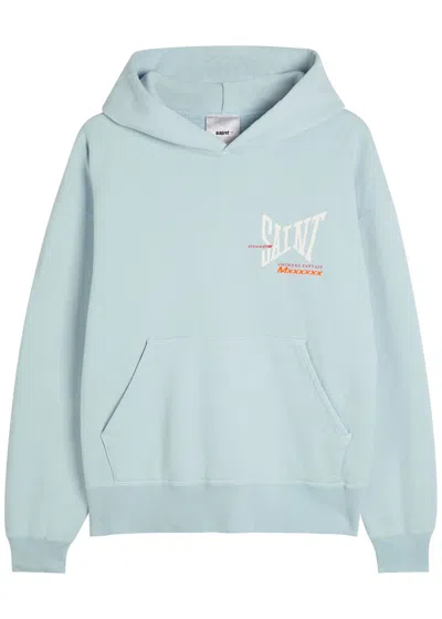 Saint Mxxxxxx Hooded Logo-print Cotton Sweatshirt In Blue