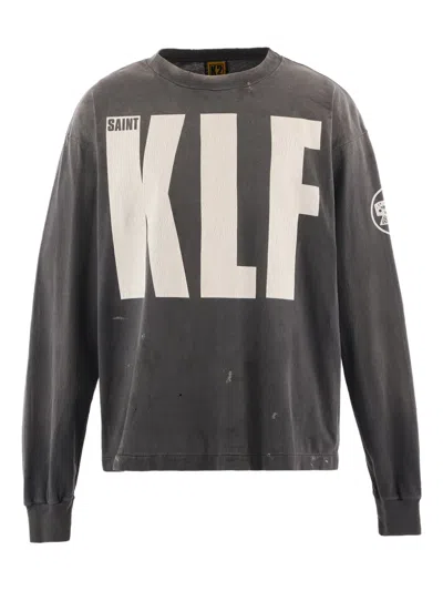 Saint Mxxxxxx Klf Graphic Long-sleeve T-shirt In Gray