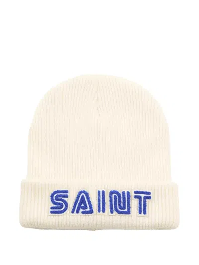 Saint Mxxxxxx Logo-embroidered Beanie Hat In Neutral
