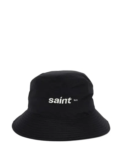 Saint Mxxxxxx Logo-embroidered Bucket Hat In Black