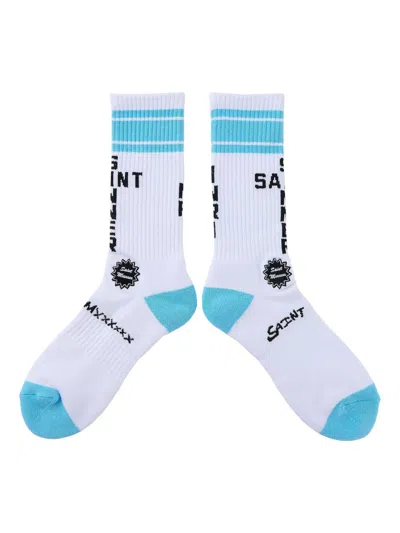 Saint Mxxxxxx Logo-jacquard Socks In White