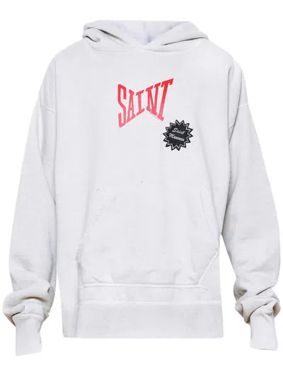 Saint Mxxxxxx Logo-print Cotton Hoodie In Grau