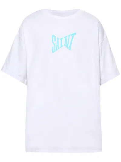 Saint Mxxxxxx Logo-print Cotton T-shirt In Weiss