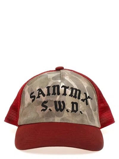 Saint Mxxxxxx Logo Printed Cap In Red