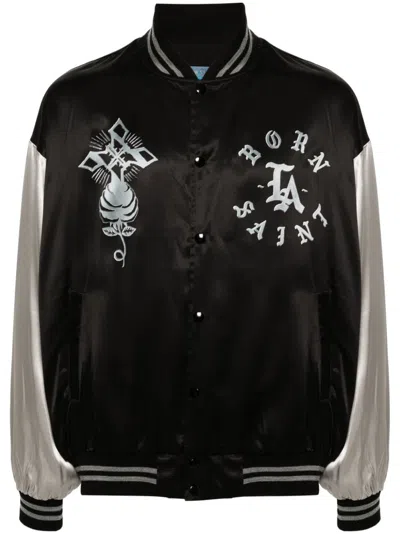 Saint Mxxxxxx Logo Varsity Jacket In Black