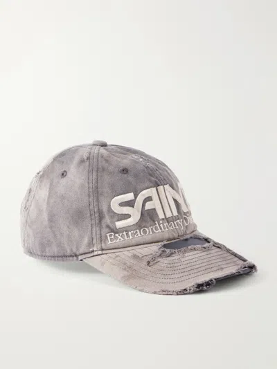Saint Mxxxxxx Logo-embroidered Cotton-canvas Cap In Gray