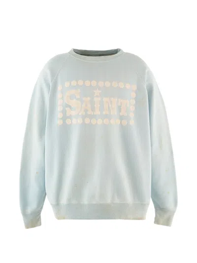 Saint Mxxxxxx Logo-print Raglan-sleeve Sweater In Multi