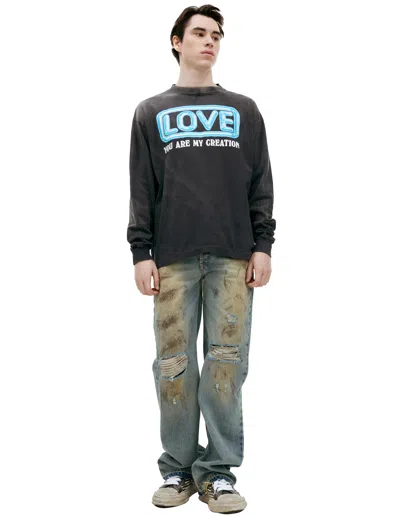 Saint Mxxxxxx 'love' Print Longsleeve In Black