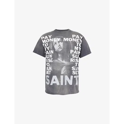 Saint Mxxxxxx Mens Black Graphic-print Short-sleeved Cotton-jersey T-shirt