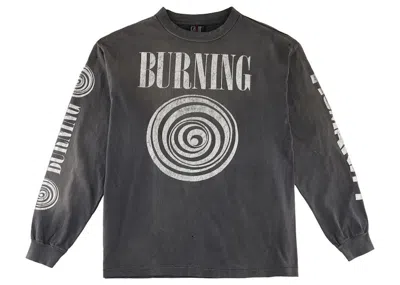 Pre-owned Saint Mxxxxxx Men's  Burning Long Sleeve Tee Shirt In Vintage Black