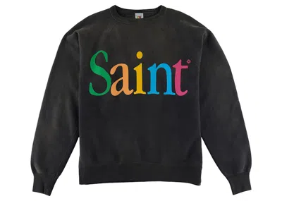 Pre-owned Saint Mxxxxxx Men's  Colorful Saint Crewneck Sweatshirt In Vintage Black