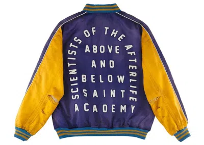 Pre-owned Saint Mxxxxxx Men's  X Shermer Academy Sukajan Jacket In Navy Blue Yellow