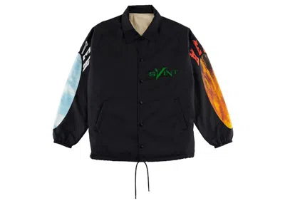 Pre-owned Saint Mxxxxxx Men's  X Vlone Skull Coach Jacket In Black