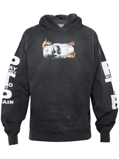 Saint Mxxxxxx Money Drop-shoulder Cotton Hoodie In Black