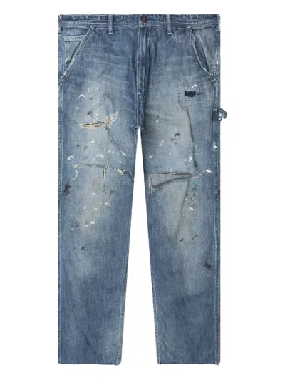 Saint Mxxxxxx Painter Splattered Jeans In Blue
