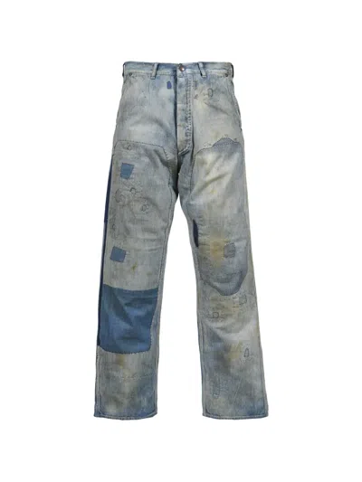 Saint Mxxxxxx Patchwork Distressed Wide-leg Jeans In Multi