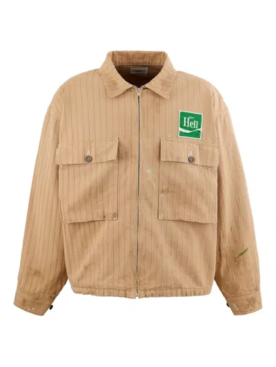 Saint Mxxxxxx Pinstripe Zip-up Jacket In Brown
