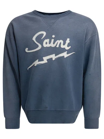Saint Mxxxxxx Relaxed Fit Cotton Sweatshirt In Blue