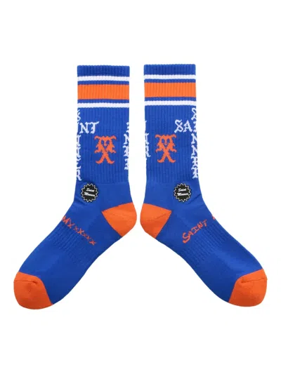 Saint Mxxxxxx Ribbed-detail Socks In Blue