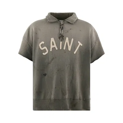 Pre-owned Saint Mxxxxxx Saint Short-sleeve Half Zip 'charcoal' | Grey | Men's Size Xl In Gray