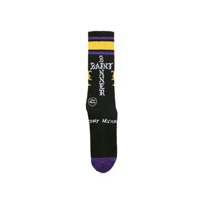 Pre-owned Saint Mxxxxxx Saint Sinner Socks 'black/purple' | Men's Size L