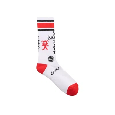 Pre-owned Saint Mxxxxxx Saint Sinner Socks 'white/red' | Men's Size L