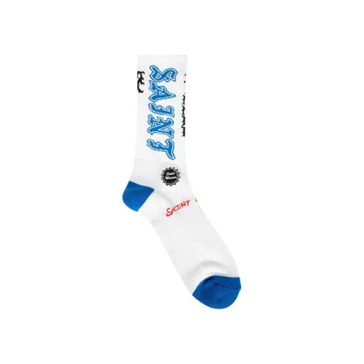 Pre-owned Saint Mxxxxxx Saint Socks 'white/blue' | Men's Size L