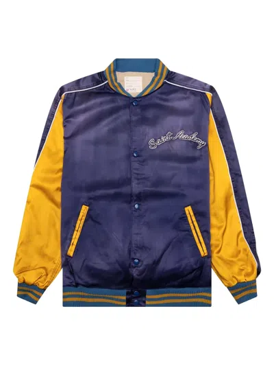 Saint Mxxxxxx Satin-panel Bomber Jacket In Blue
