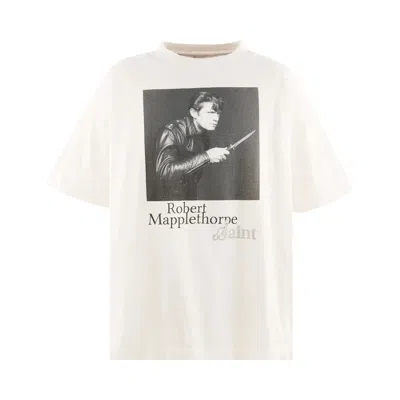 Pre-owned Saint Mxxxxxx Self Portrait Short Sleeve T-shirt 'wht' | Tan | Men's Size Xl