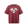 Saint Mxxxxxx Saint Superman Distressed Paint-splattered Printed Cotton-jersey T-shirt