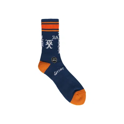 Pre-owned Saint Mxxxxxx Sinner Socks 'blue/orange' | Men's Size L