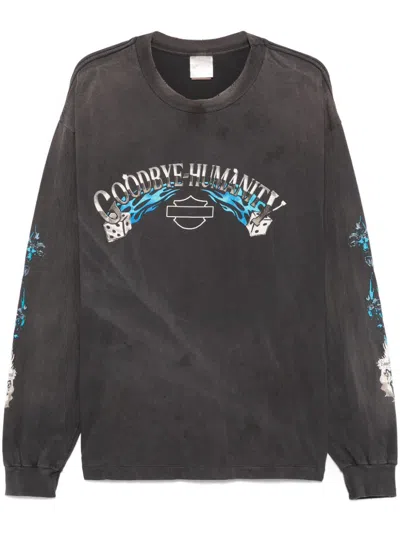 Saint Mxxxxxx Slogan-print T-shirt In Black